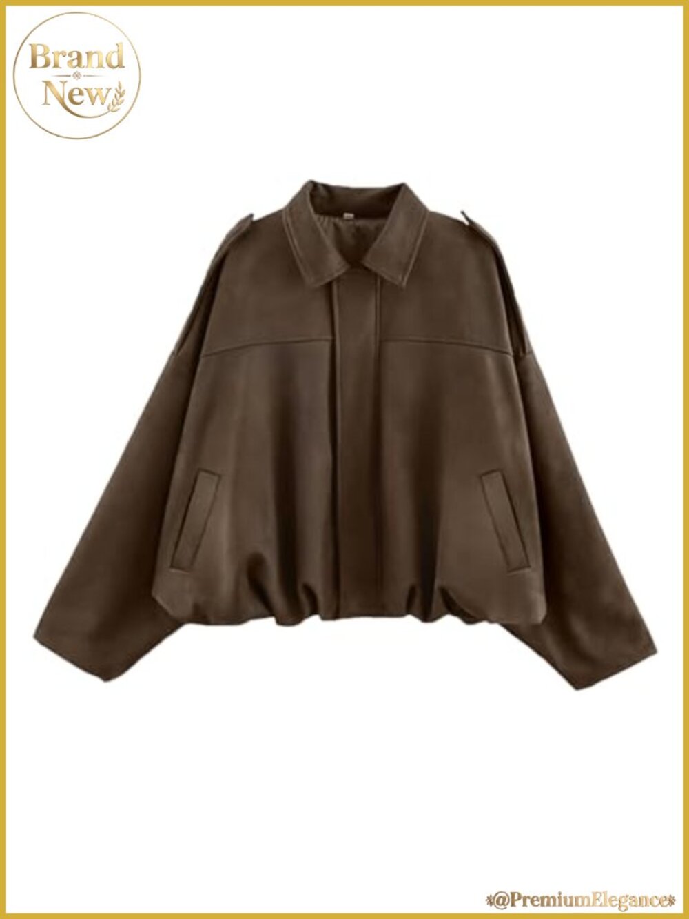 Faux Suede Oversized Bomber Jacket Cropped Zip Up Bat Sleeve Coat